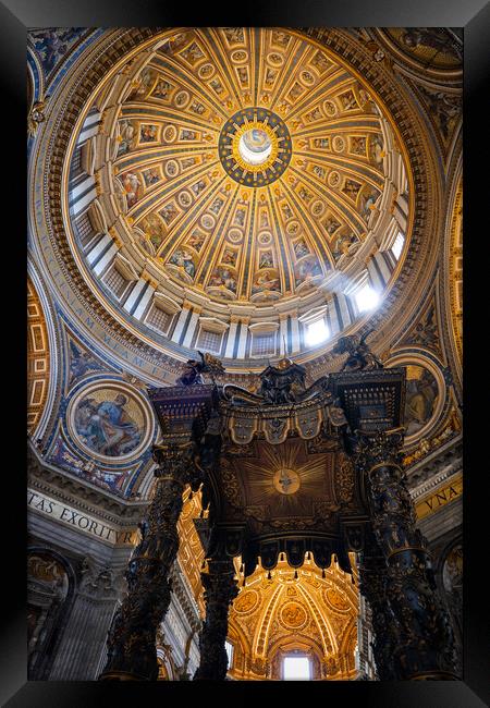 Dome And Baldacchino In St Peter Basilica Framed Print by Artur Bogacki