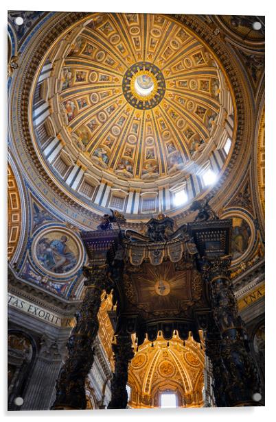 Dome And Baldacchino In St Peter Basilica Acrylic by Artur Bogacki