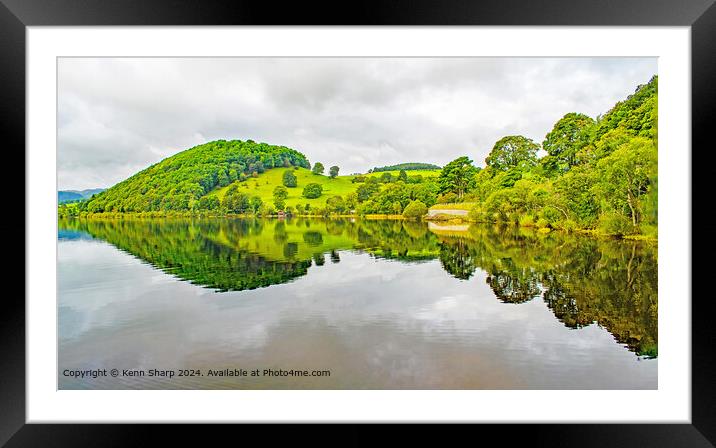 Lake Ullswater Verdant  Green Symmetry Reflected Framed Mounted Print by Kenn Sharp