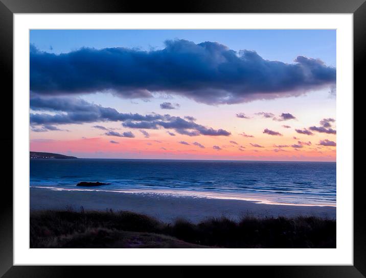 Sunset. St Ives Bay Cornwall  Framed Mounted Print by Beryl Curran