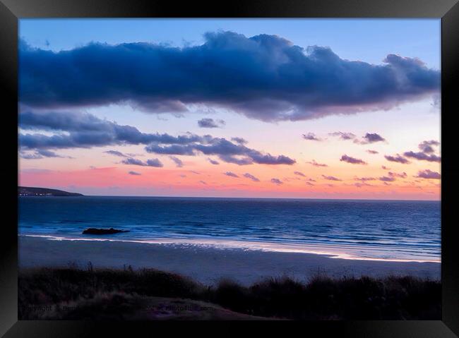 Sunset. St Ives Bay Cornwall  Framed Print by Beryl Curran