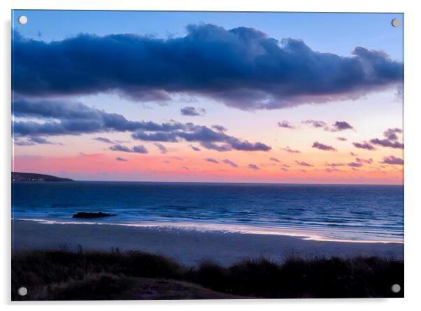 Sunset. St Ives Bay Cornwall  Acrylic by Beryl Curran