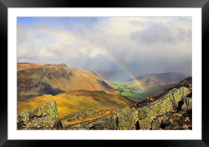 The Langdale Valley Rainbow Framed Mounted Print by Jason Connolly