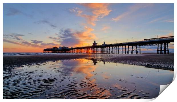 North Pier Sunset Reflections Print by Michele Davis