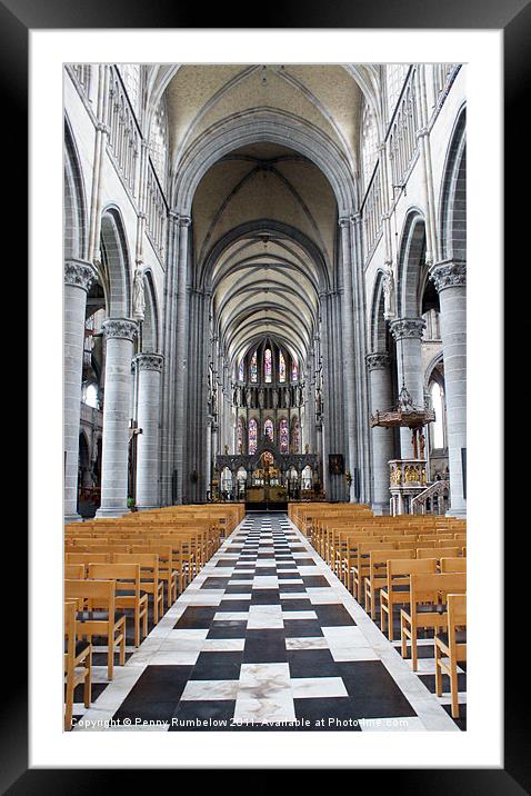 aisle inside St Martin's Cathedral Ypres Framed Mounted Print by Elouera Photography