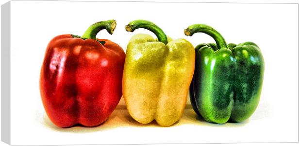 3 peppers Canvas Print by Heather Newton