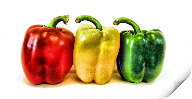 3 peppers Print by Heather Newton
