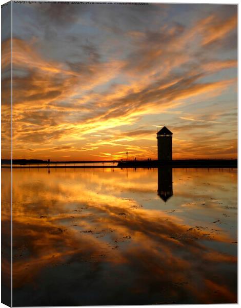 Brightlingsea Sunset Reflection Canvas Print by Chris Petty