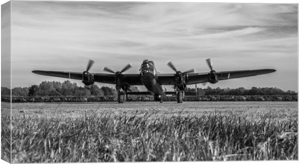 Avro Lancaster Bomber Black & White Canvas Print by J Biggadike