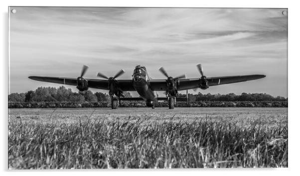 Avro Lancaster Bomber Black & White Acrylic by J Biggadike
