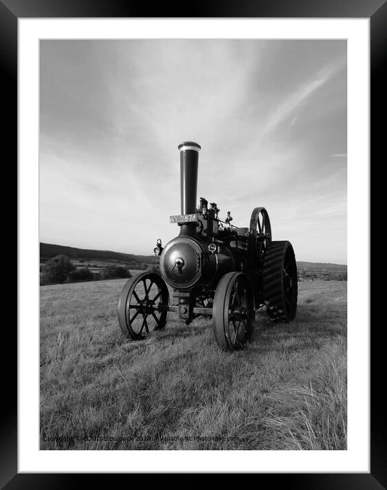 Black and White Transport Traction Engine Framed Mounted Print by LOUISE Bulbeck