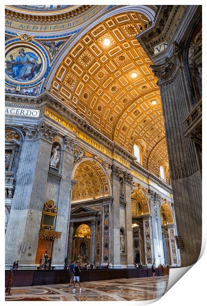 Papal Basilica of Saint Peter Interior in Vatican Print by Artur Bogacki