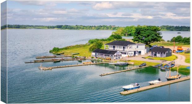 Hornsea Mere Cafe and Boat Jetties Canvas Print by Tim Hill