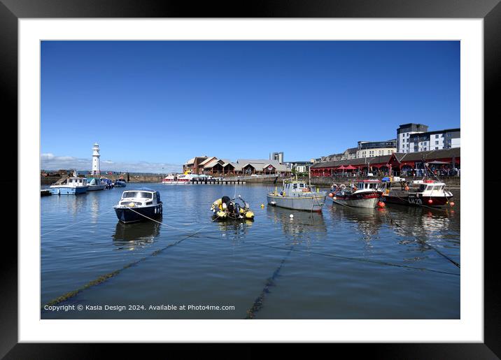 Nautical Reflections in Newhaven Harbour Framed Mounted Print by Kasia Design