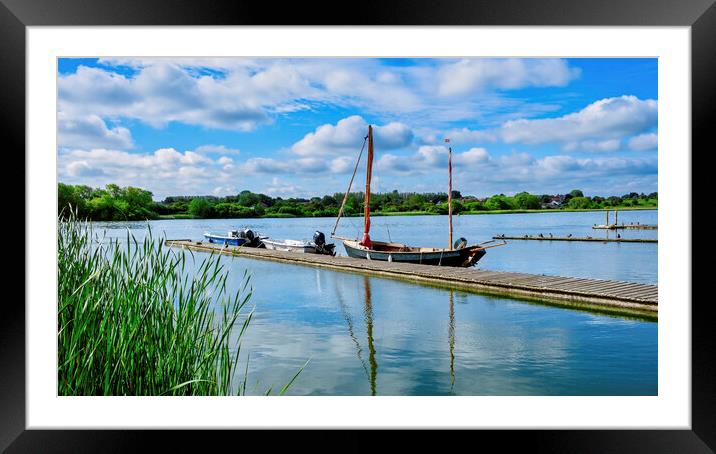 Hornsea Mere Boat Jetty Framed Mounted Print by Tim Hill