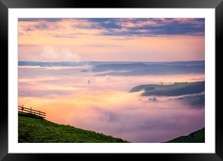 Hope Valley Sunrise Cloud Inversion Framed Mounted Print by Tim Hill