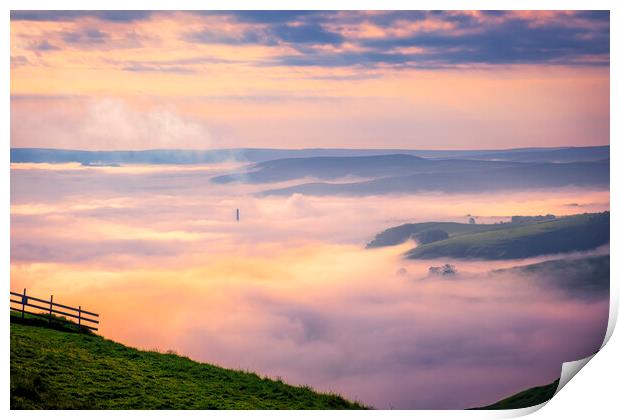 Hope Valley Sunrise Cloud Inversion Print by Tim Hill