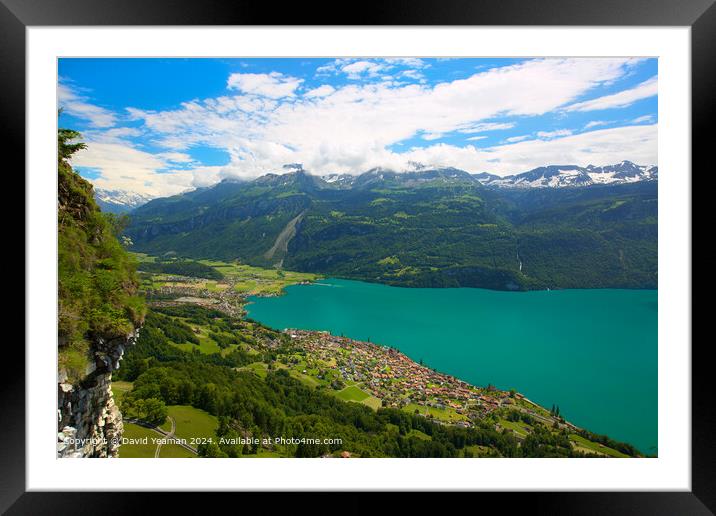 Brienz Town View, Swiss Alps Framed Mounted Print by David Yeaman