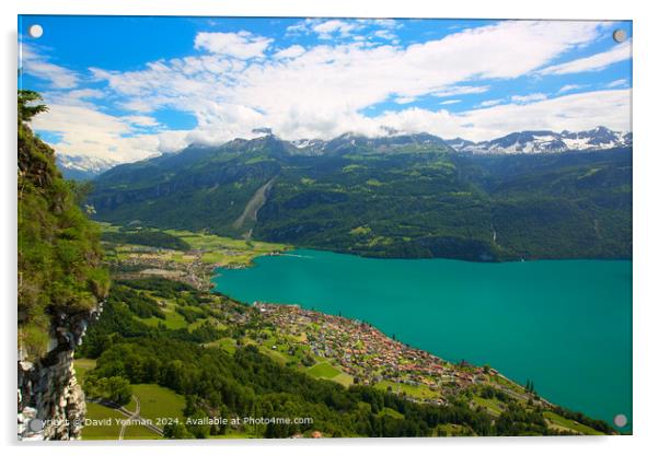 Brienz Town View, Swiss Alps Acrylic by David Yeaman