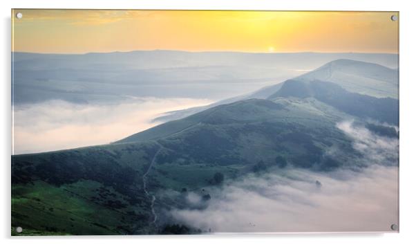 Hope Valley Sunrise from Mam Tor Acrylic by Tim Hill