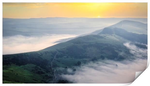 Hope Valley Sunrise from Mam Tor Print by Tim Hill