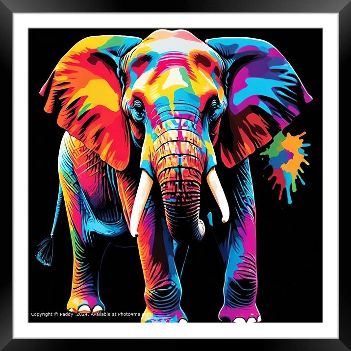 Vibrant Elephant Artwork Framed Mounted Print by Paddy 