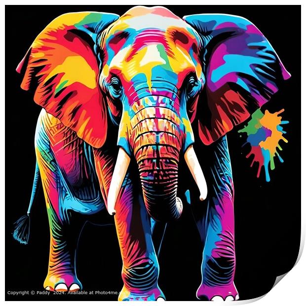 Vibrant Elephant Artwork Print by Paddy 