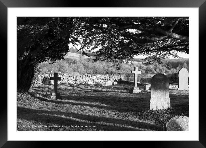 Guiting Power Cemetery Monochrome Framed Mounted Print by Martin fenton