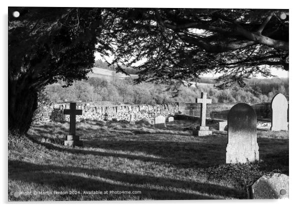 Guiting Power Cemetery Monochrome Acrylic by Martin fenton