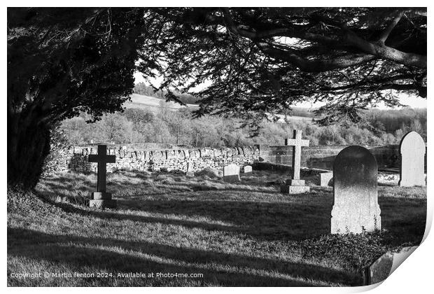 Guiting Power Cemetery Monochrome Print by Martin fenton