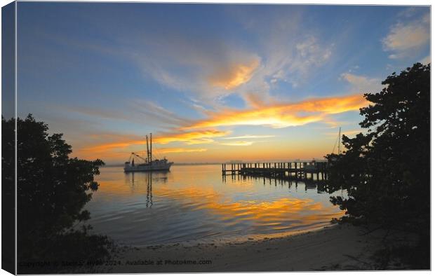 Golden Sunrise-Sunset Glow at Estero Boulevard, Fort Myers Beach Canvas Print by Steinar Hylle
