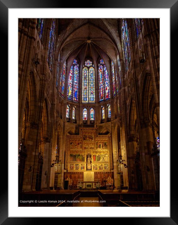 Santa Maria de Leon Cathedral Apse Framed Mounted Print by Laszlo Konya