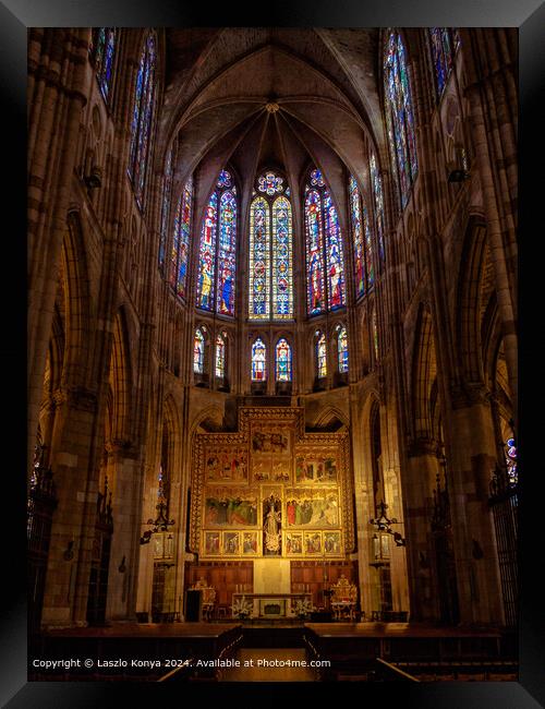 Santa Maria de Leon Cathedral Apse Framed Print by Laszlo Konya