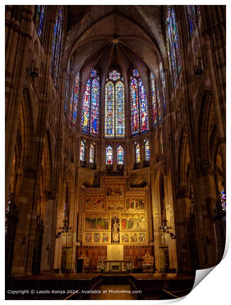 Santa Maria de Leon Cathedral Apse Print by Laszlo Konya