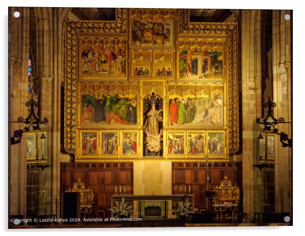 Santa Maria de Leon Cathedral: Colourful Apse Acrylic by Laszlo Konya