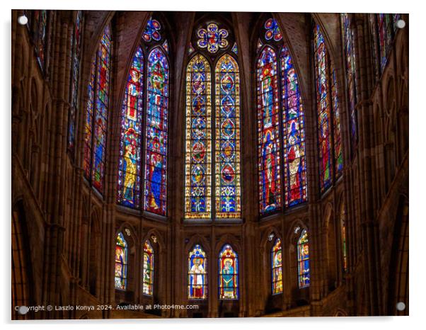 Santa Maria de Leon Cathedral, Stained Glass Windows Acrylic by Laszlo Konya