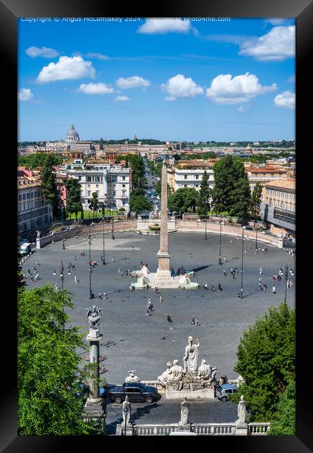 Piazza del Popolo, Fountain of the Lions, Rome Framed Print by Angus McComiskey