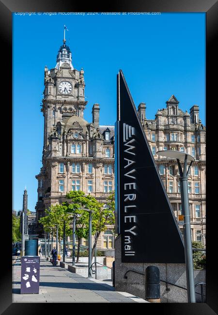 Balmoral Hotel and Waverley Mall, Edinburgh Framed Print by Angus McComiskey