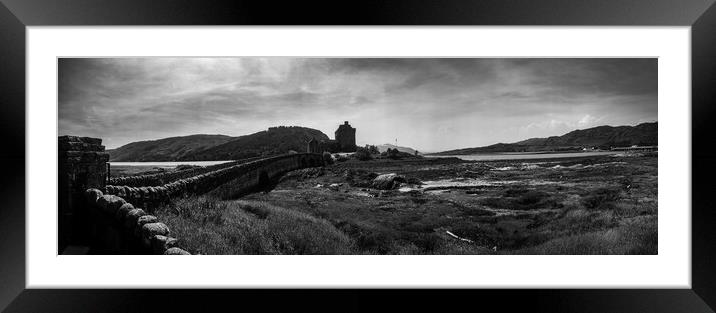 Eilean Donan Castle Black and White Landscape Framed Mounted Print by Antonio Ravelli