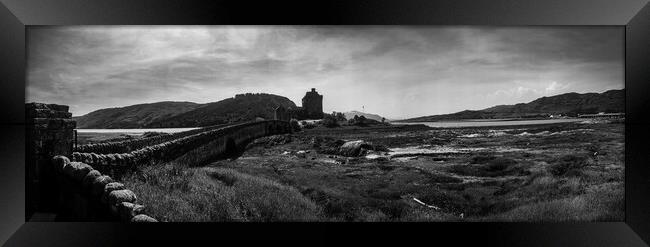 Eilean Donan Castle Black and White Landscape Framed Print by Antonio Ravelli