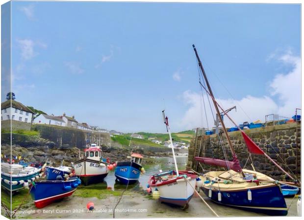 Coverack Harbour Fishing Boats Canvas Print by Beryl Curran