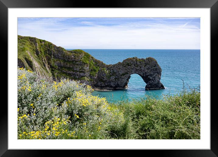 Durdle Door Sand Sea Framed Mounted Print by kathy white