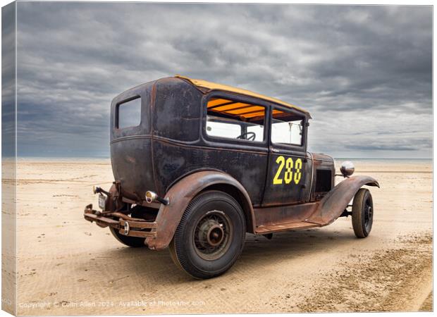 The Hot Rod on Pendine Beach, Wales. Canvas Print by Colin Allen