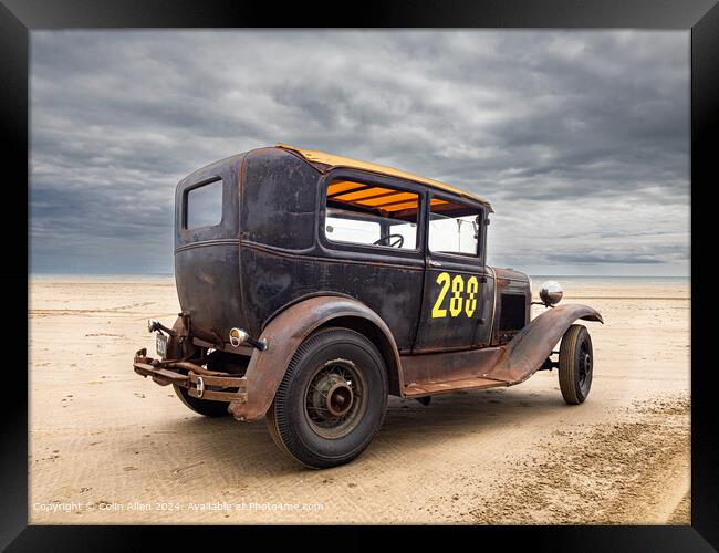 The Hot Rod on Pendine Beach, Wales. Framed Print by Colin Allen