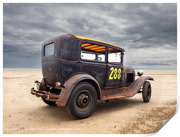 The Hot Rod on Pendine Beach, Wales. Print by Colin Allen
