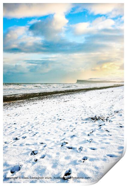 Footprints in the snow - North Yorkshire Print by Cass Castagnoli