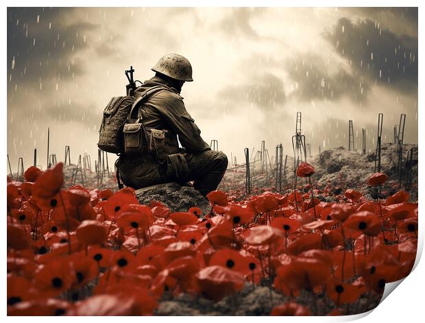 Remembrance Day Poppy Soldiers Print by All Things Military
