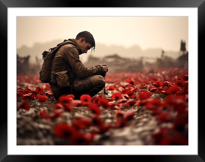 Remembrance, Poppy Soldier, Armistice Framed Mounted Print by All Things Military