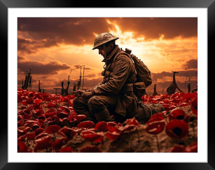 Poppy Field Editorial Framed Mounted Print by All Things Military
