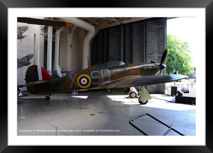 Hawker Hurricane Duxford Urban Framed Mounted Print by Michael bryant Tiptopimage